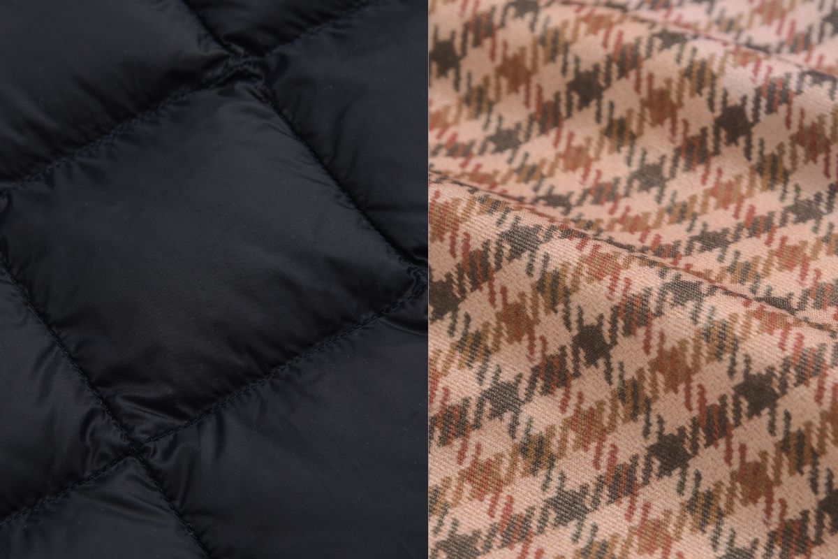 ハウンドトゥース柄はインクジェットプリントによるもの