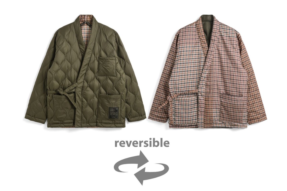 タイオン×ユニバーサルワークス「リバーシブル 袢纏ダウンジャケット（UW-TA-R101KJ）」￥25,960