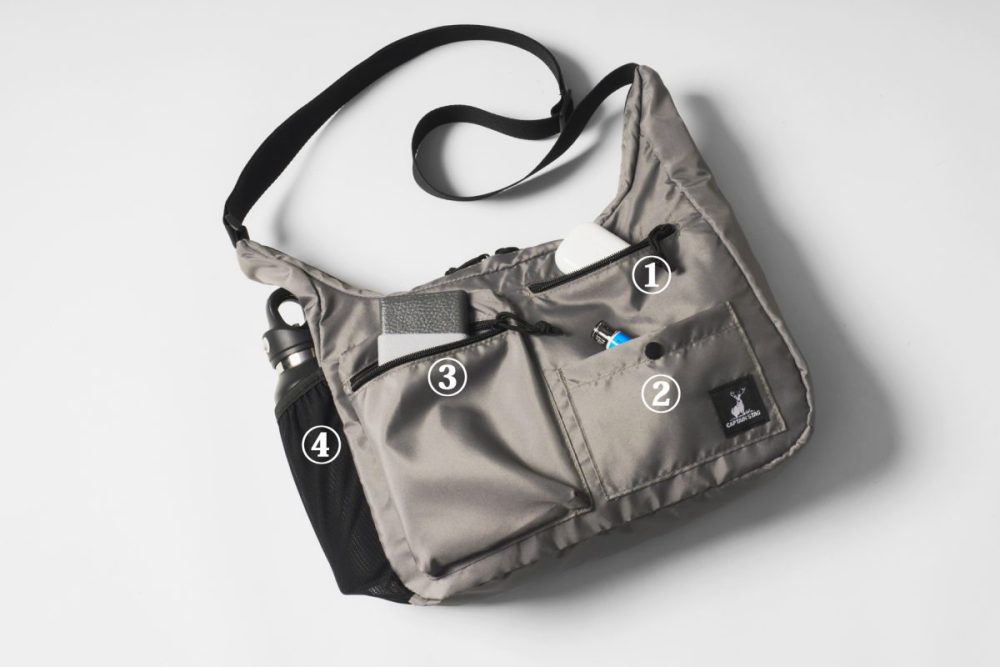 バッグの外側には種類やサイズの異なる4つのポケットを搭載