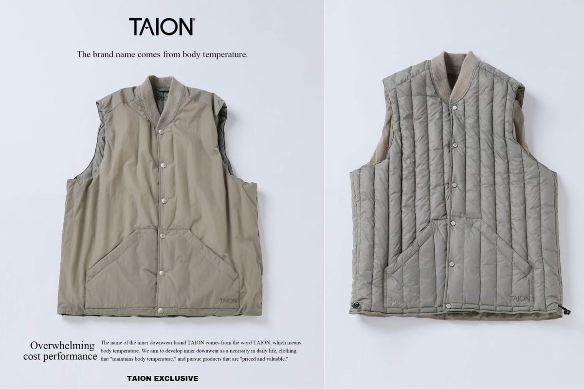 タイオン「別注 ヴァーチカルキルト リバーシブル ダウンベスト」￥13,200