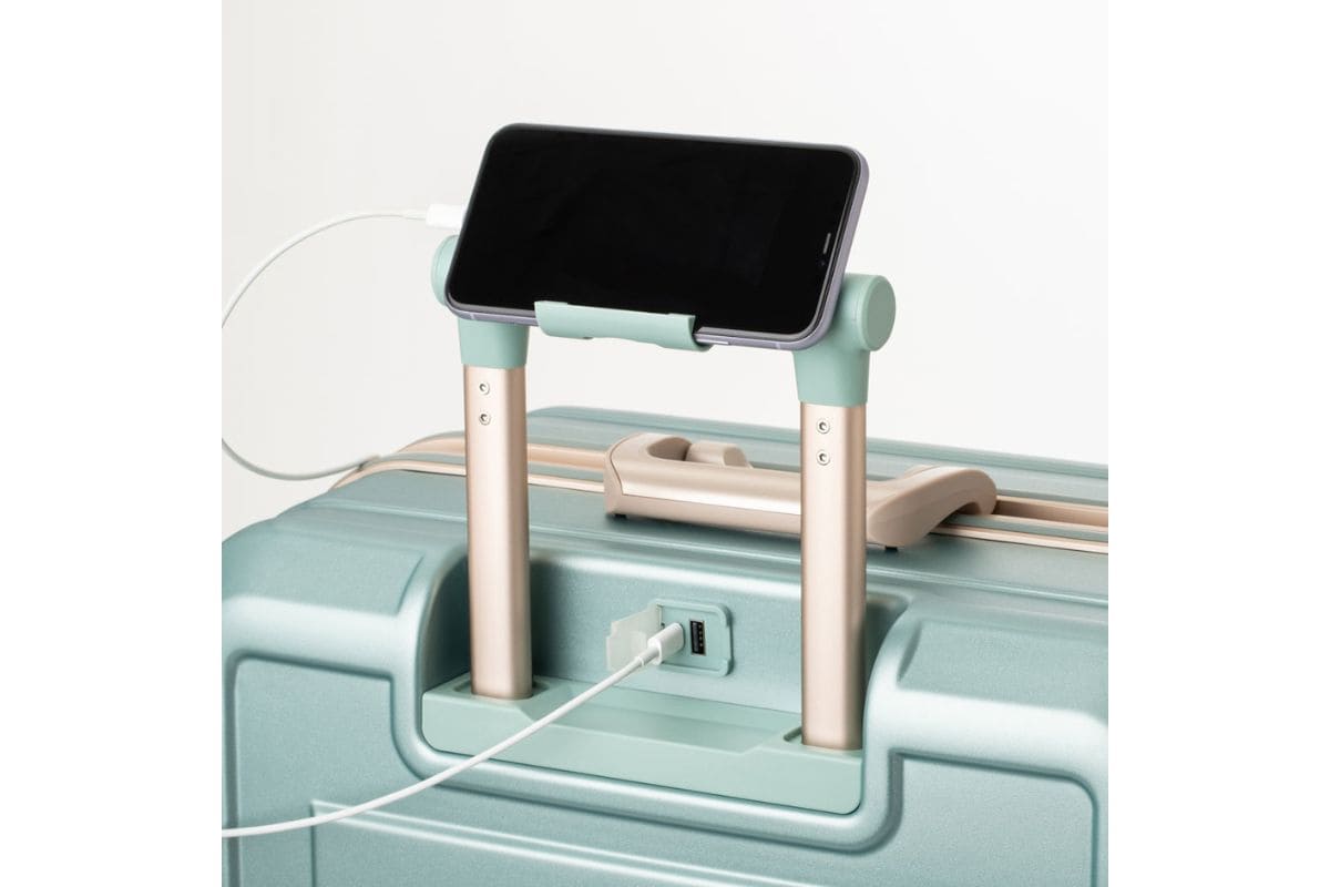 スマホスタンドとフックを一体化したキャリーバー