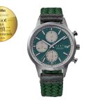 チタニウムソーラークロノグラフ［TSC-40TIGN］￥37,400（税込） 昇苑くみひも / 十三打ち［S18-MK-OV］￥7,700（税込） イージーバックル［EB-18BK］￥550（税込）