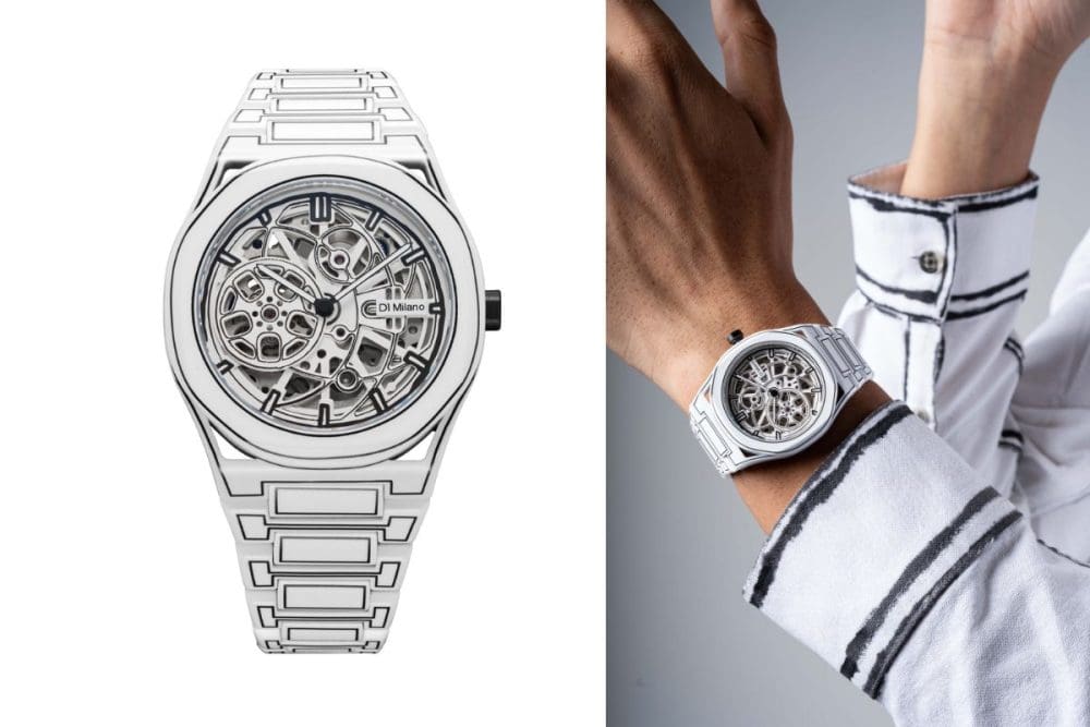 D1ミラノ「スケルトンスケッチ」￥137,500／自動巻／40.5㎜径／パワーリザーブは約42時間／5気圧防水