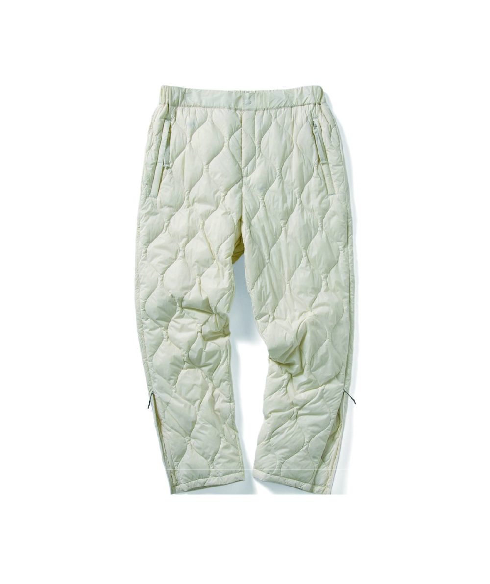 ホワイトマウンテニアリング×タイオン「10th Anniv. Light Down Pants」￥19,800／3色展開（ブラック、ホワイト、パープル）