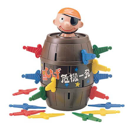 タカラトミー
黒ひげ危機一発　「初登場は1975年。ちょっとスマートな初代「黒ひげ危機一発」」