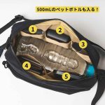 バッグ内部に5つのポケットを備える