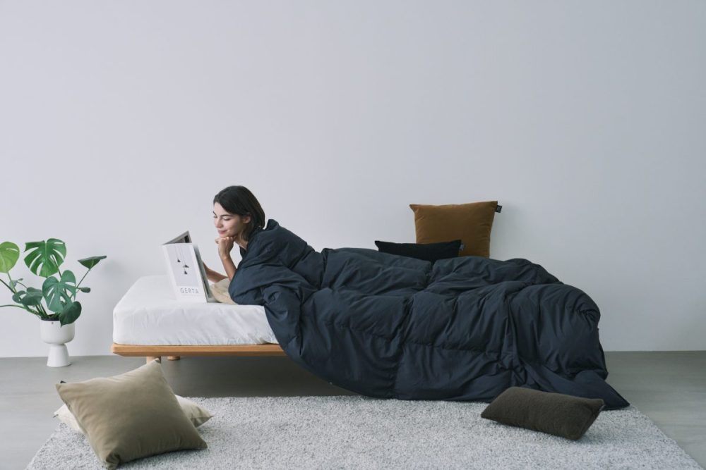 タイオン「DOWN COMFORTER with Cushion フトン」￥18,920／H210×W143㎝／800FP／6色展開