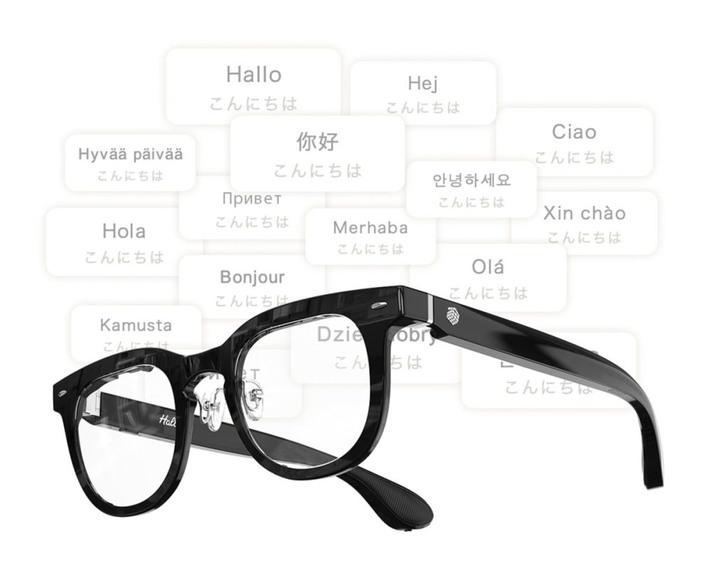メガネをかけただけで英語、フランス語、中国語、ドイツ語をはじめ40言語以上の言語をリアルタイム翻訳し、その場で自然に理解