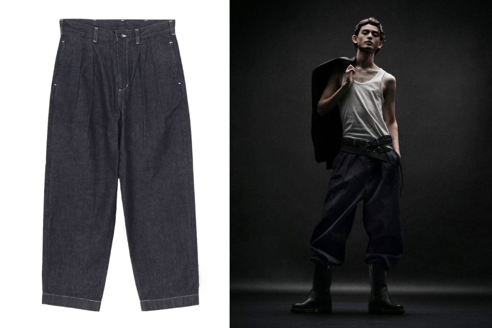 Ground Y × エドウイン「ワイドタックパンツ（インディゴデニム）」￥36,300