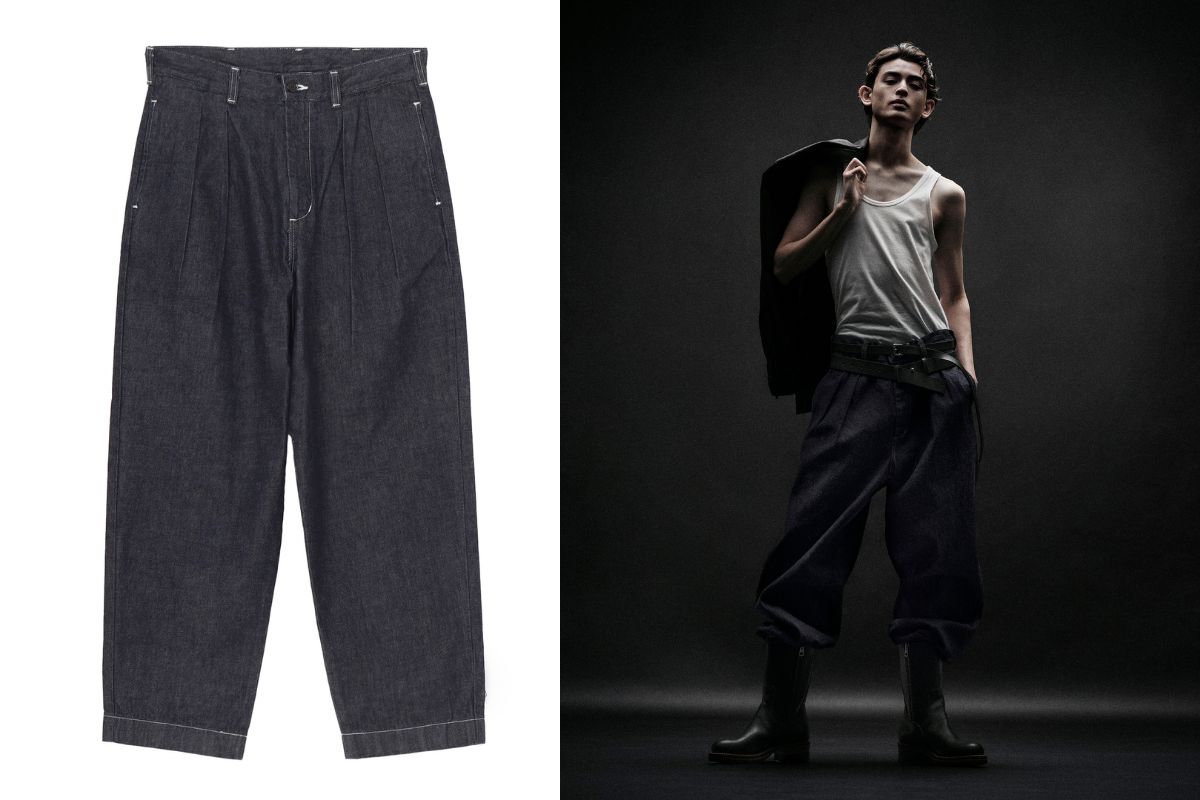 Ground Y × エドウイン「ワイドタックパンツ(インディゴデニム)」¥36,300