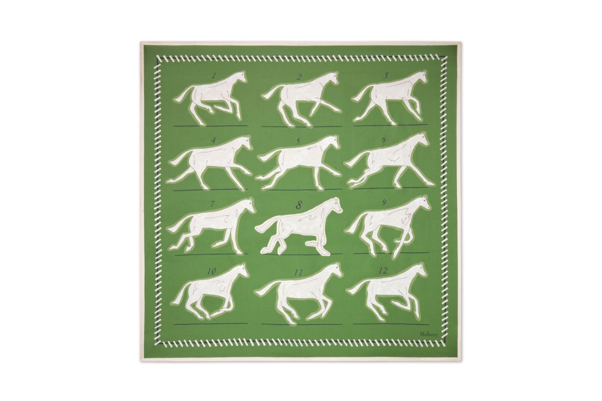 マルベリー「スクエアスカーフ - チョークホース」¥33,000/H70×W70㎝