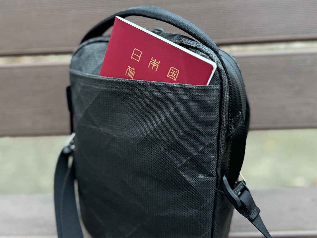 背面にはパスポートやチケットが入るスリットポケットが