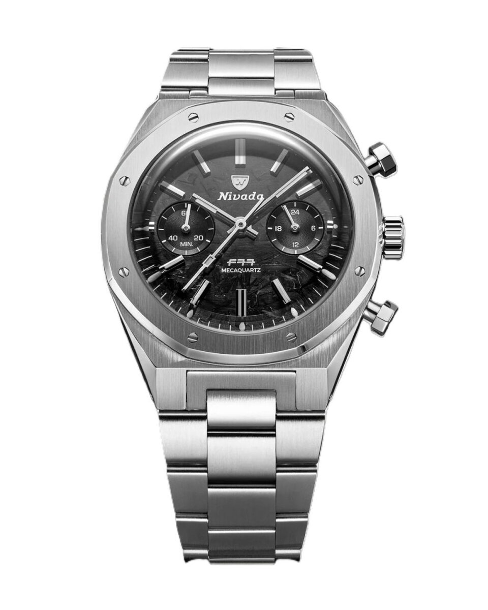 ニバダ・グレンヒェン「F77 ChronoMecaquartz」￥148,500／メカクオーツ／38㎜径／10気圧防水／3色展開