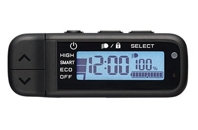 時刻、消費カロリー、バッテリー残量等が見やすくもハンドルにフィットしたデザインのスマートクロックスイッチ