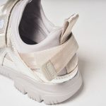 かかとのベルトで調節可能