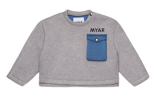 ポケット付きダブルレイヤークルーネックスウェット