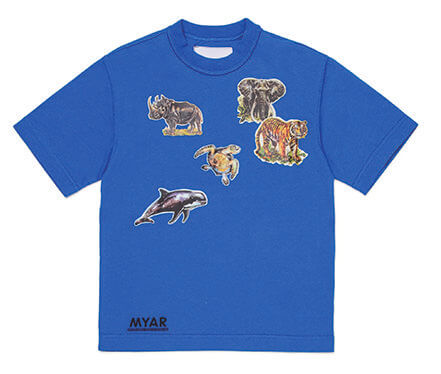 絶滅危惧動物グラフィックプリント半袖Tシャツ