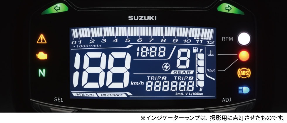 視認性に優れるフルLCDを用いたインストルメントパネルが採用したメーター