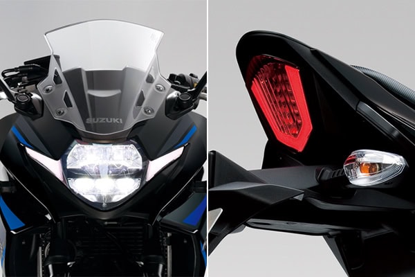 V字型をした印象的なヘッドランプとテールランプ