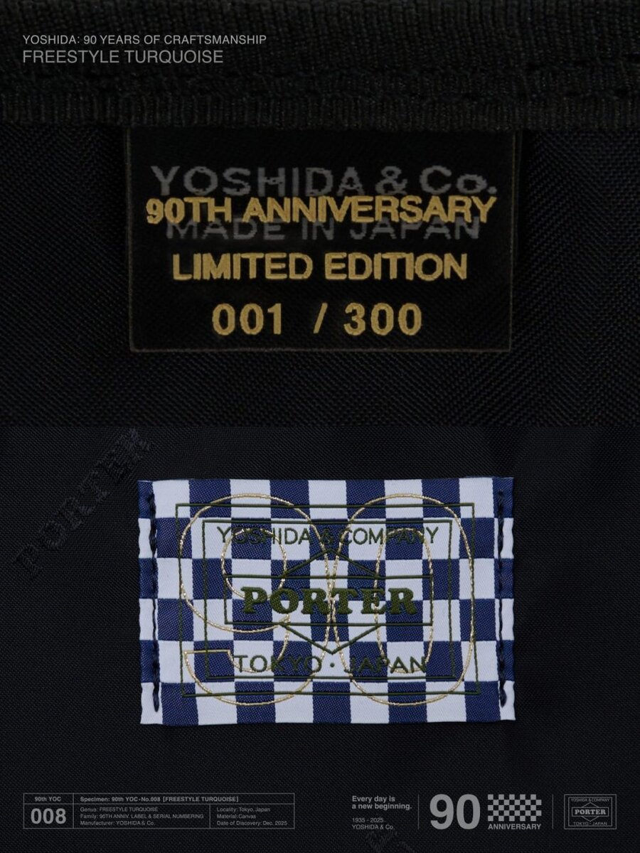 90周年を記念したシリアルナンバー入りのPORTERタグ