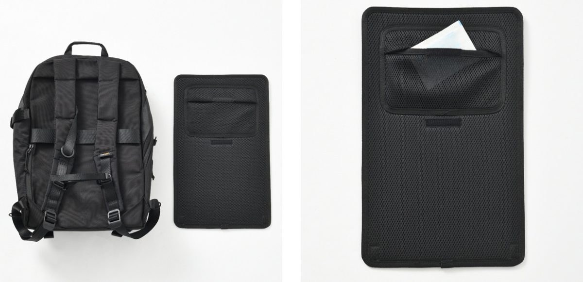 背面には着脱式メッシュパッドを装備