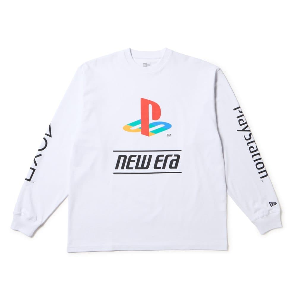 ニューエラ「長袖 オーバーサイズド コットン Tシャツ PlayStation プレイステーション ファミリーマーク ニューエラロゴ」￥7,150／2色展開
