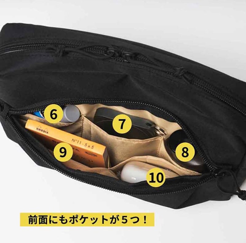 前面ポケットにも5つのポケットが