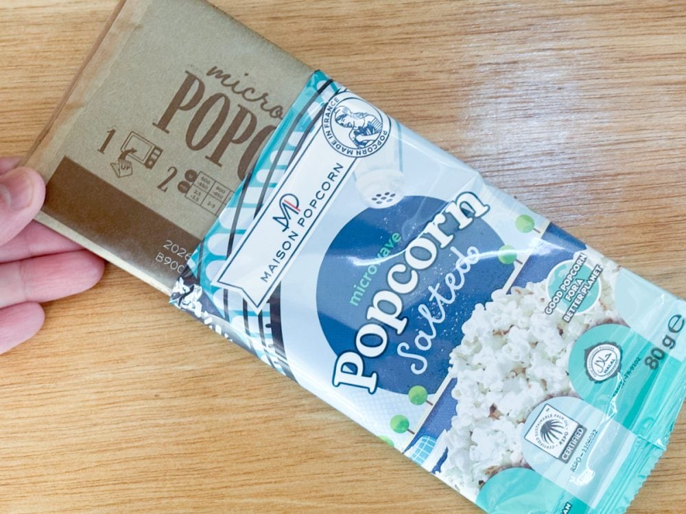 ポップコーンの素「塩味」は80グラム入りで購入価格は84円