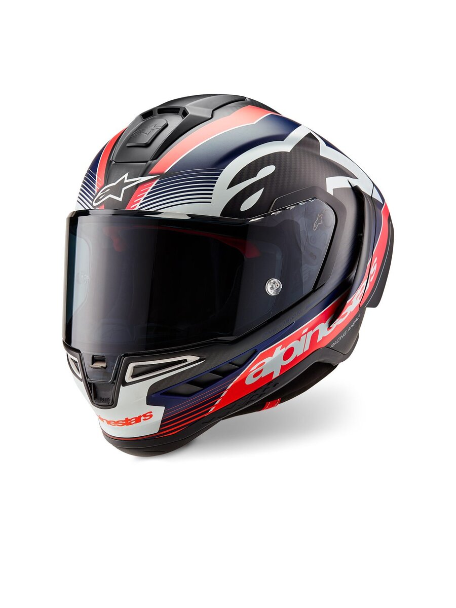 TEAMグラフィックのブラックカーボン/レッド蛍光/ダークブルーマットカラー