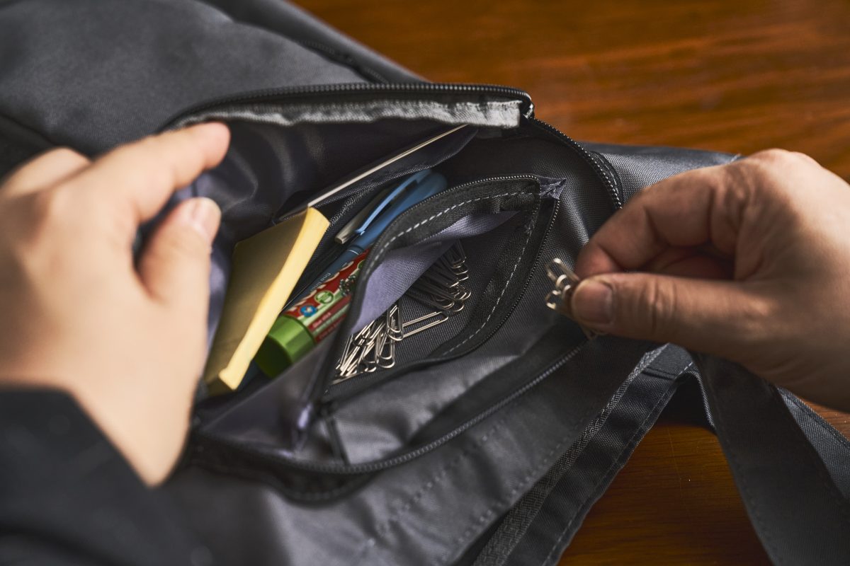 ジップポケットにはクリップなどの細々したものを