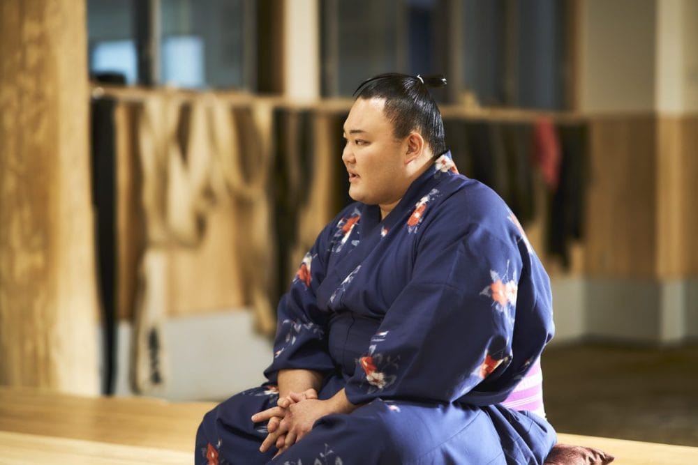 インタビューに応じる朝乃山関