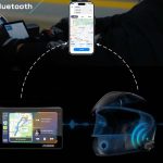 スマートフォンを中心としてスマートライドモニター、インカムをワイヤレスで接続