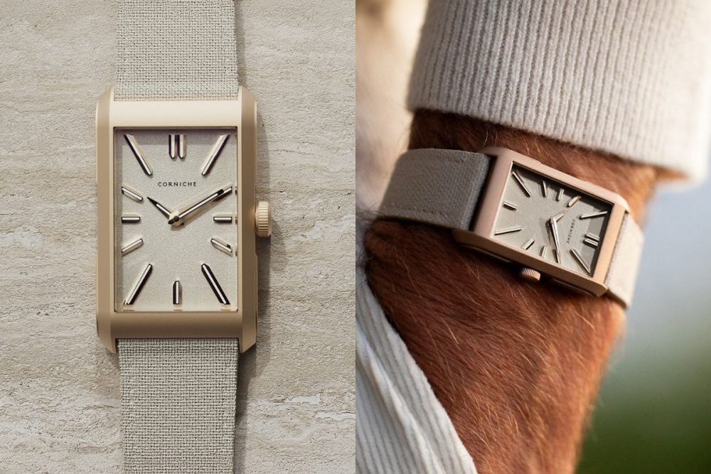 コーニッシュ「ヴィジョネア ローズゴールドサンド」￥66,000／クオーツ／24×39.5㎜／5気圧防水