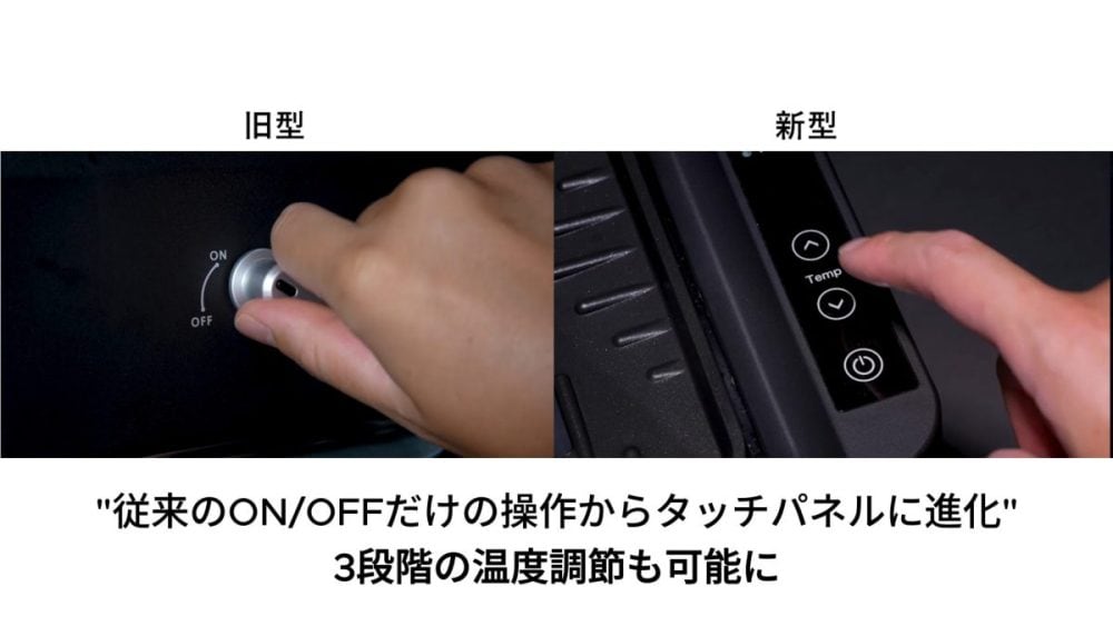 温度を調整したい！というユーザーの声を受け、120～230℃の範囲で3段階の温度調整機能を追加