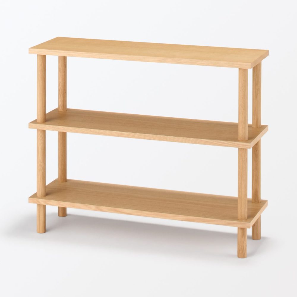 無印良品「手軽に組み立てられる木製シェルフ棚3段 オーク材突板」￥14,900