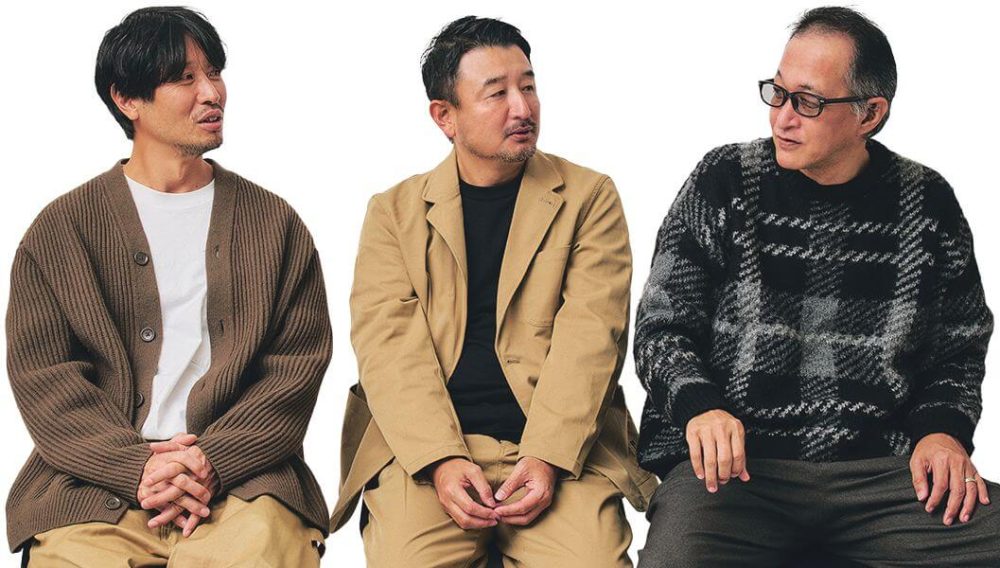 （右）ライター 岡藤充泰さん、（中央）本誌編集長 奥家慎二、（左）スタイリスト 栃木雅広さん