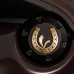 蹄鉄をモチーフとしたゴールドのエンブレムがシックなボディに映える