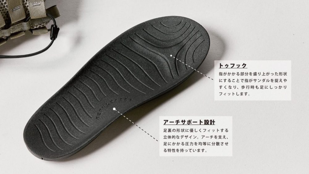 アウトソールの素材は、広島化成が開発したリパルソーブプラス
