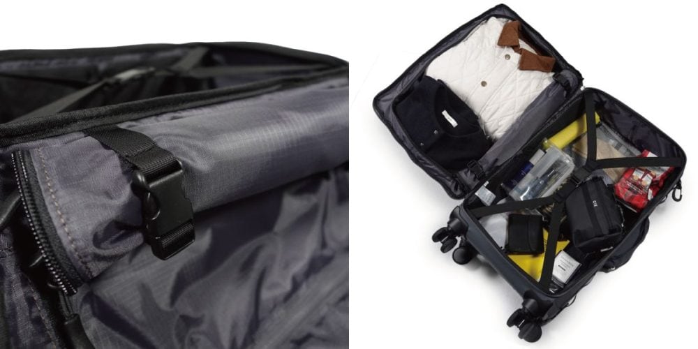 ブランドの象徴でもある格子状ナイロンテープを全体に配置