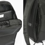 メイン気室に、ペン差し、メッシュポケット、ファスナーポケット、フラップ付きポケット、ボトルホルダーを装備