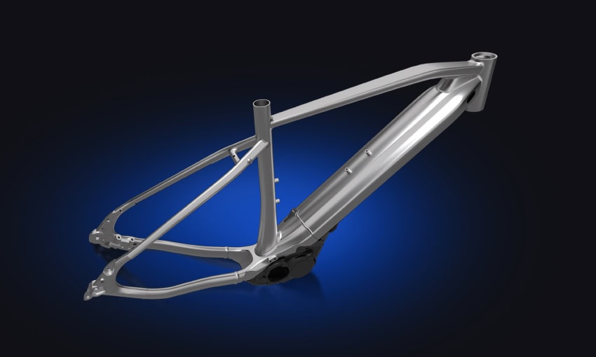 フレーム剛性と重量バランスを最適化を行い、ダウンチューブの内部をツインチューブ構造にしたヤマハ独自のフレーム