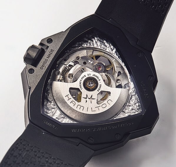 ハミルトン ベンチュラ エッジ スケルトン 「ムーブメントは標準持続時間80時間を誇るH-10-Sを搭載」