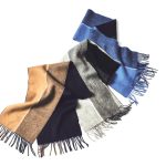 シップス エニィ　サープラスヤーン ウール カシミヤ リバーシブル パネル マフラー