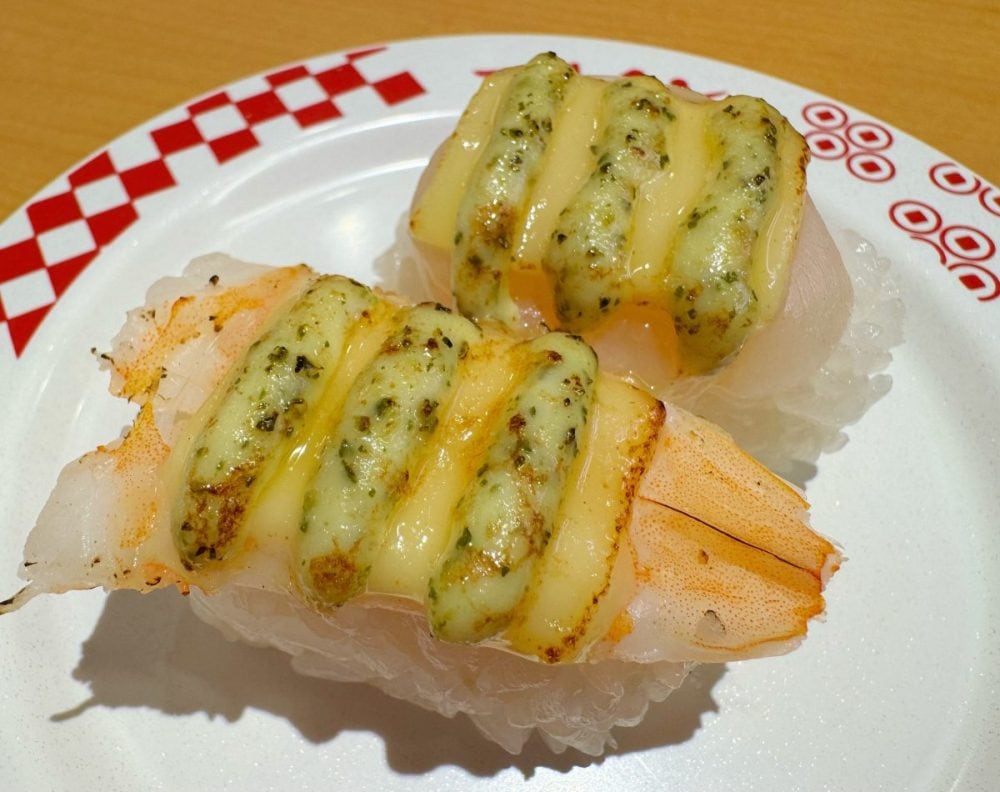 パペットスンスンコラボ限定クリアピック付き　えびと蒸し帆立のバジルマヨチーズ炙り