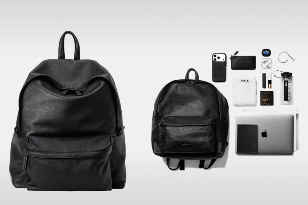 objcts.io「エッセンシャル レザーデイパック ミディアム」¥68,200/W34×H40×D16㎝/約21ℓ/約725g/13インチのMacBook Pro収納サイズ