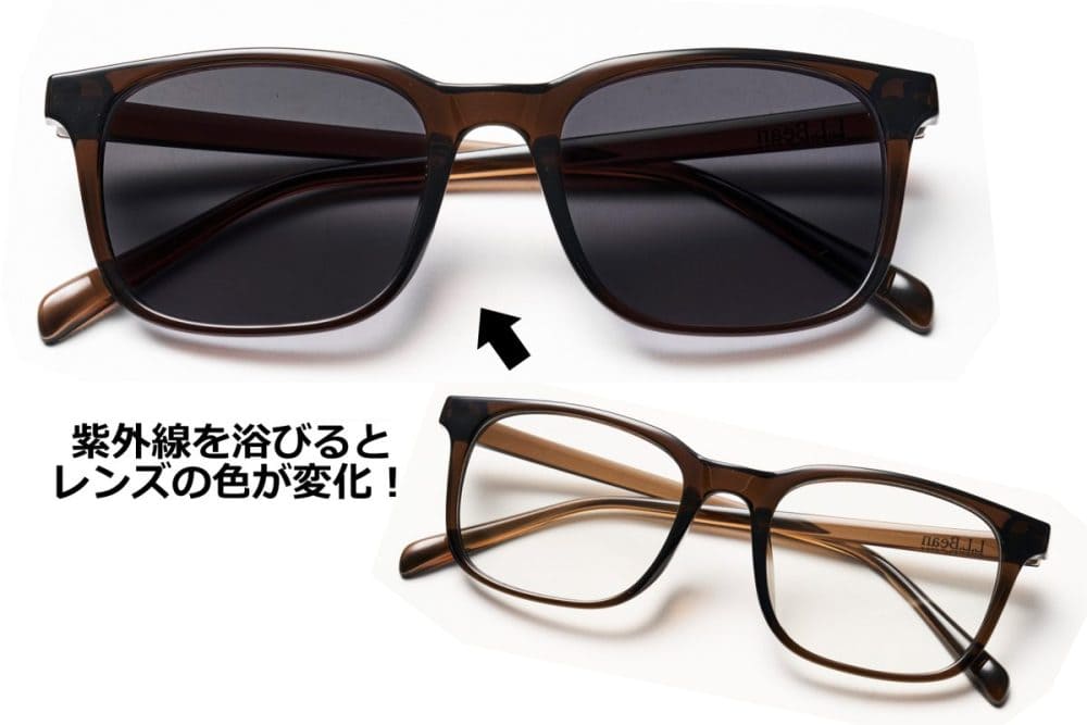 紫外線を浴びるとレンズの色が変化する