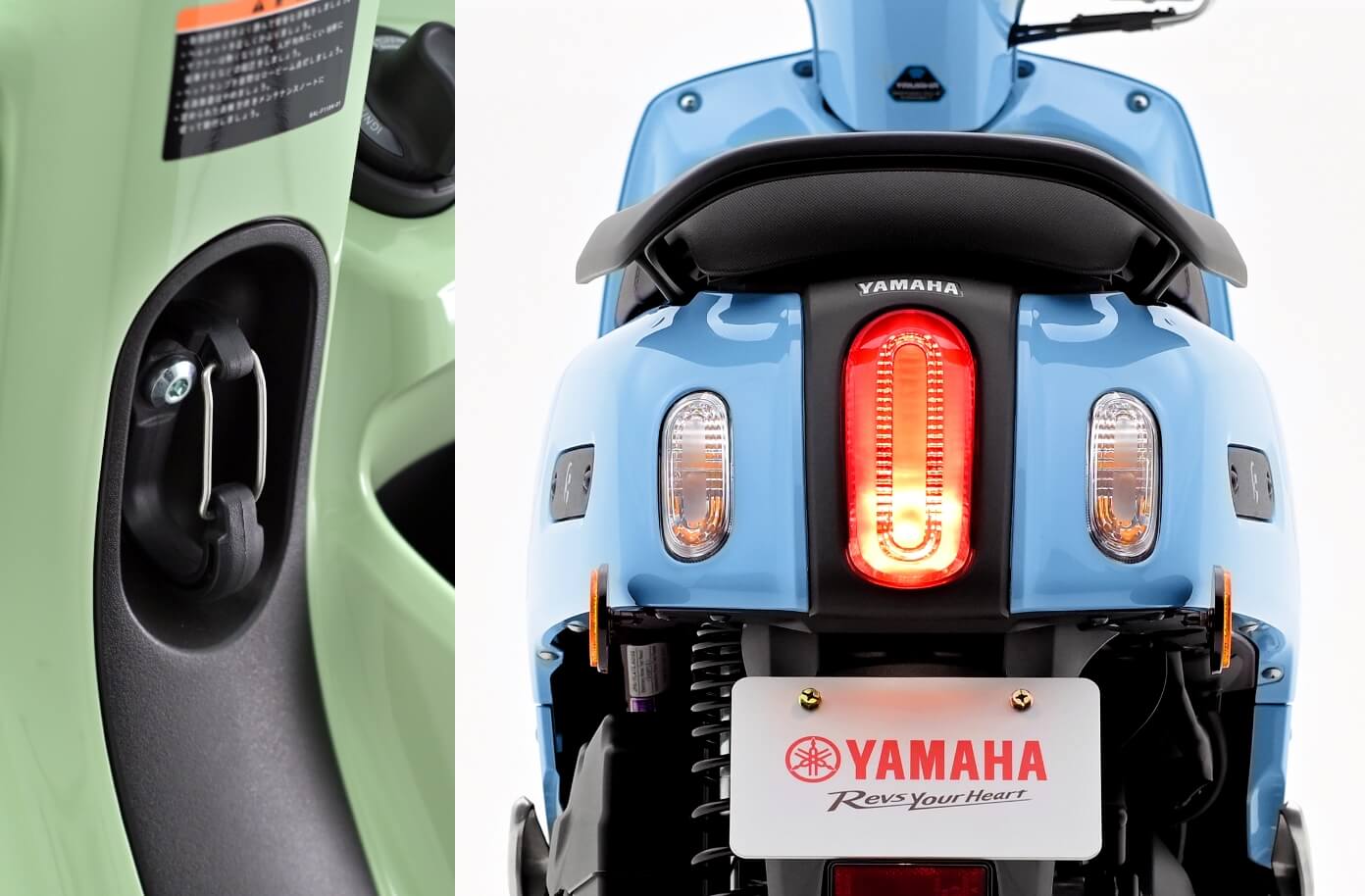 各部のディテールをオーバル(楕円)モチーフで統一し、一目で「Fazzio」と認識できる象徴的なアイコンとしている(テールランプ、カラビナ)