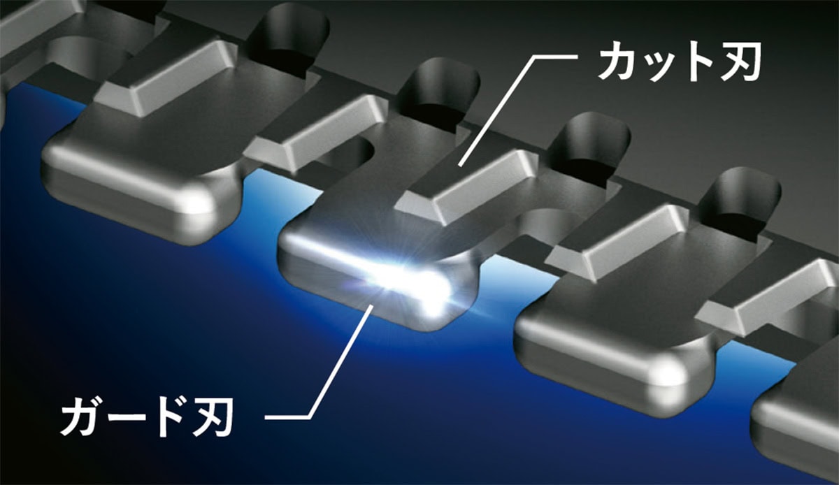 直接肌に接する部分には、刃の先端が尖っていないガード刃を採用
