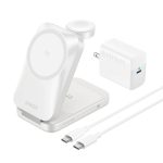 アンカー「Anker Prime Wireless Charging Station(3-in-1, MagGo, AirCool, Foldable)」¥19,990/約95×61×31㎜/約231g/マグネット式ワイヤレス充電:最⼤25W、Apple Watch⽤ワイヤレス充電:最⼤5W、ワイヤレス充電:最⼤5W/2色展開(ブラック、ホワイト※)※ホワイトは5⽉頃発売予定