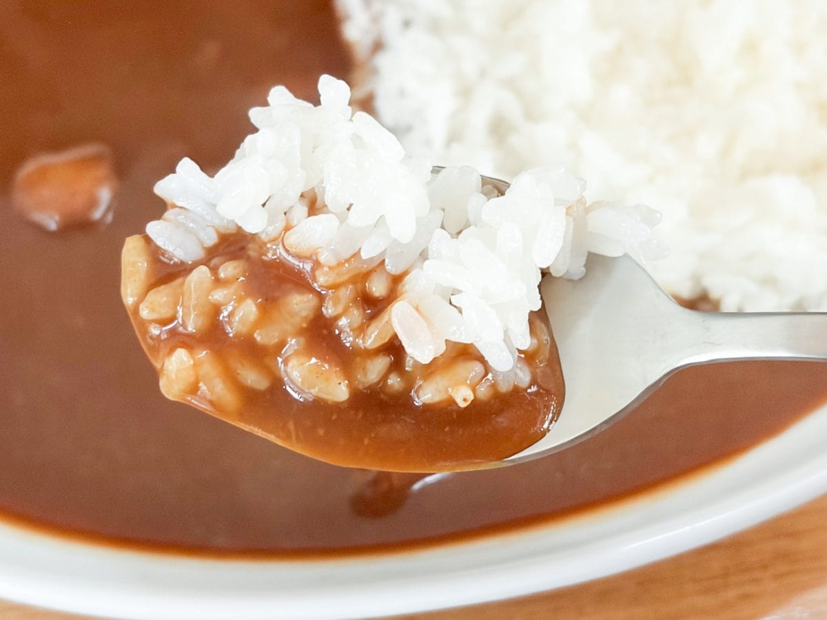 「ポークカレー」のルーはスープカレーに近いシャバシャバ系でお米によく絡みます
